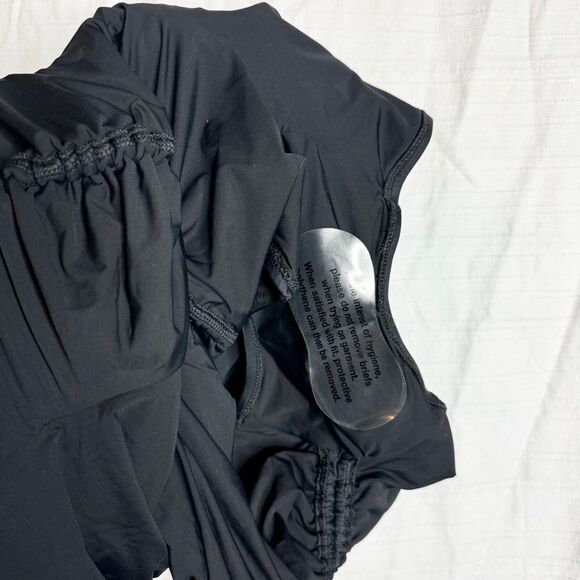 NEW HAH black ruched retro tie halter neck romper one piece swimsuit size medium - Picture 6 of 8